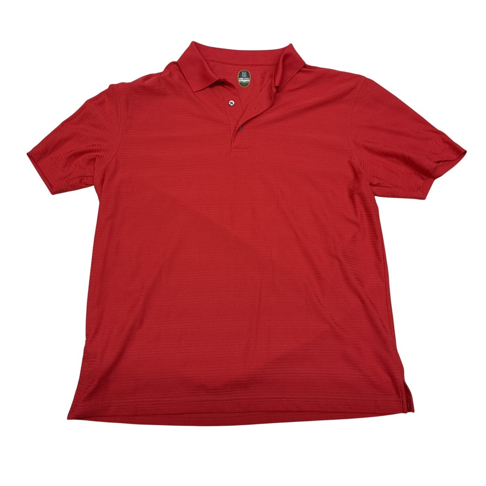 PGA Tour Pro Series Mens XL‎ Red Micro Stripe Short Sleeve Golf Polo Shirt